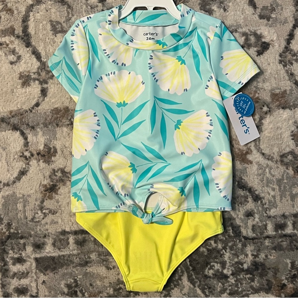 Carter’s Swim Baby Floral 2-Piece Rashguard Set, 24mo